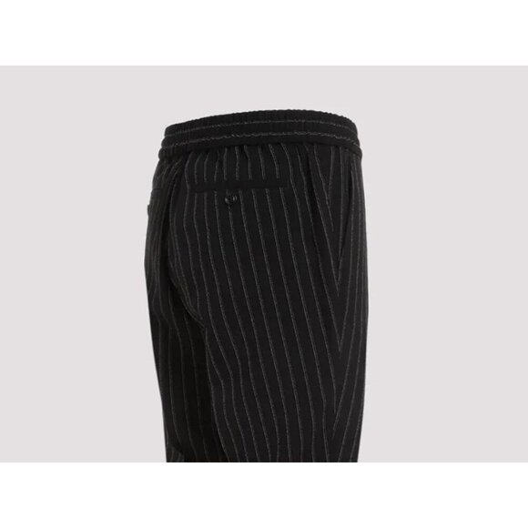 Ami Alexandre Mattiussi Elasticated Waist Pants Wool Black Pinstripe Size Small - Picture 2 of 10